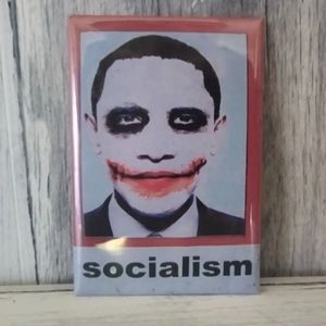 𝙑𝙏𝙂 Barak Obama Joker Socialism Brooch Political Pin - Vintage